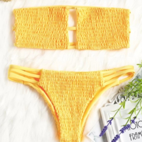 zaful yellow bandeau bikini